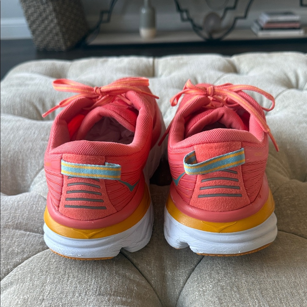 Hoka Bondi Women's 12 Vibrant Coral Athletic Shoes - Picture 3 of 6